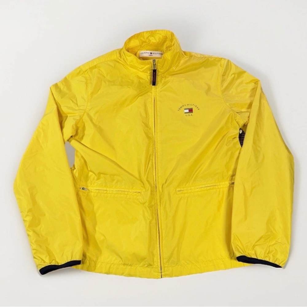 Tommy Hilfiger‎ Women's Medium Yellow Windbreaker Jacket Y2K 2001